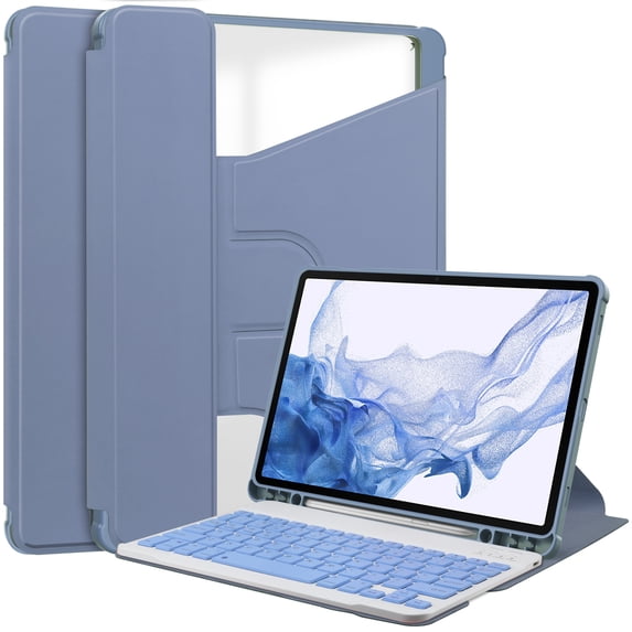 TECH CIRCLE Classic Case for Samsung Galaxy Tab S9 11-Inch 2023 (SM-X710/X716/X718), Slim Folio Protective Leather Tablet Case with Auto Wake Sleep / Pencil Holder / Rotating Stand, Purple