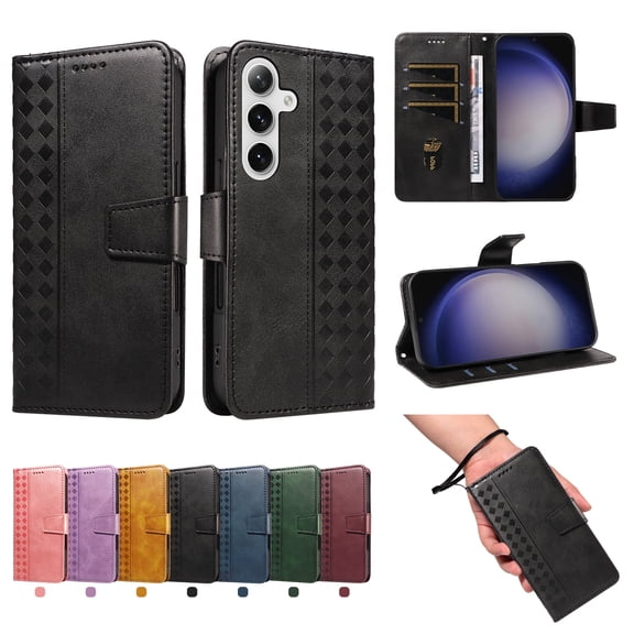 TECH CIRCLE Classic PU Leather Flip Wallet Case for Galaxy A16 5G (6.7", 2025), with 3 Card Slots, Cash Pocket, Stand Function, Detachable Wrist Strap, Shockproof Protective Cover, Black