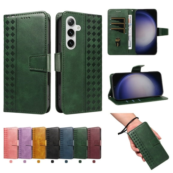 TECH CIRCLE Classic PU Leather Flip Wallet Case for Galaxy A16 5G (6.7", 2025), with 3 Card Slots, Cash Pocket, Stand Function, Detachable Wrist Strap, Shockproof Protective Cover, Darkgreen