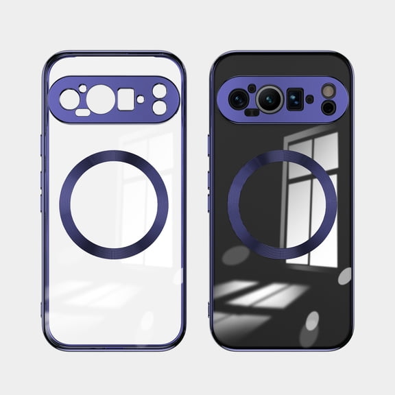 TECH CIRCLE Clear Case for Google Pixel 9 Pro, Pixel 9 Phone Case 6.3" (2024) - Magnetic Transparent Case with Camera Protection [Compatible with MagSafe] Slim Thin Lightweight TPU Case, Darkpurple