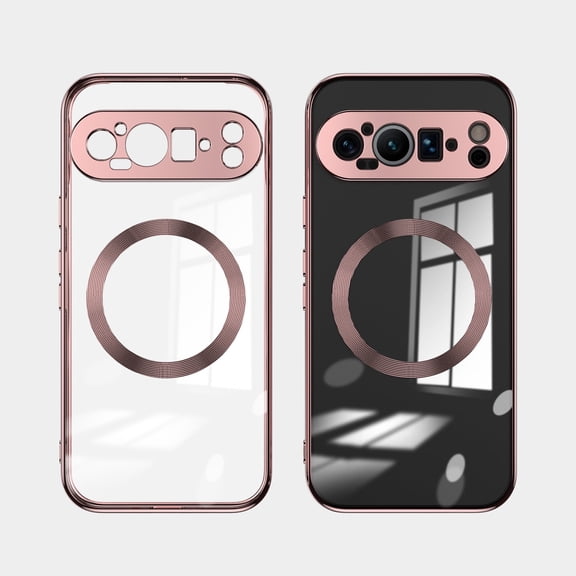 TECH CIRCLE Clear Case for Google Pixel 9 Pro XL 6.8" (2024) - Magnetic Transparent Phone Case with Camera Protection [Compatible with MagSafe] Slim Thin Lightweight Durable TPU Cover, Rosegold
