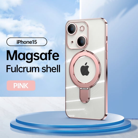 TECH CIRCLE Clear Case for iPhone 13 Pro (6.1") 2021 - Clear Back Cover Shell [Compatible with MagSafe] Durable Soft Silicone Phone Case with Hidden Kickstand/Phone Ring Holder, Rosegold
