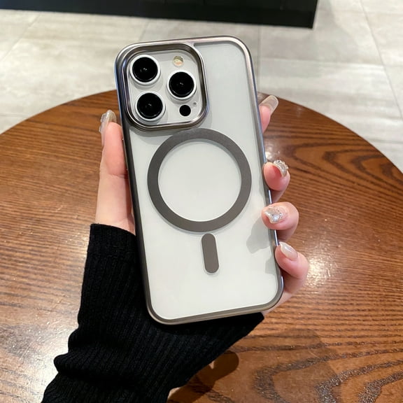 TECH CIRCLE Clear Case For iPhone 15 Pro with MagSafe,Slim Thin Shockproof Silicone Bumper Military Grade Drop Protection Magnetic Crystal Phone Case for Apple iPhone 15 Pro 6.1" 2023,Gray