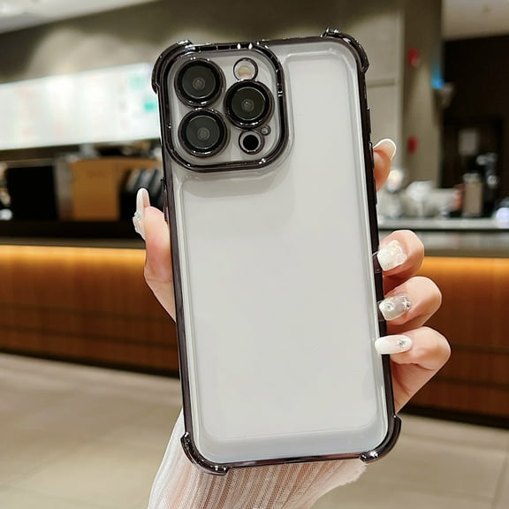 TECH CIRCLE Clear Case for iPhone 15 Pro Max (2023) 6.7" - Clear Back Simple Basic Case with [Tempered Glass Protector for Camera] Shockproof Premium Durable Silicone Lightweight Shell Cover, Black