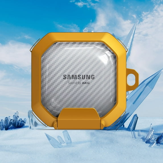 TECH CIRCLE Clear Headphone Case for Samsung Galaxy Buds FE /Galaxy Buds Live /Galaxy Buds 2 /Galaxy Buds Pro /Galaxy Buds 2 Pro - Durable Lightweight Protective Hard Case with Hook, Yellow