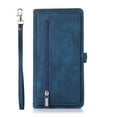 thumbnail image 1 of TECH CIRCLE Compatible Case For iPhone 13 Pro,Shockproof Magnetic Luxury Retro PU Leather Flip Zipper Wallet Stand with Wrist Strap Cover.For iPhone 13 Pro,Blue, 1 of 8