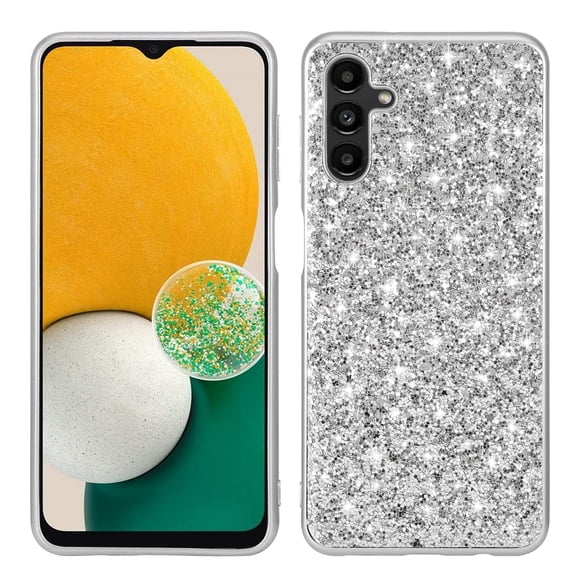 TECH CIRCLE Compatible with Samsung Galaxy A25 5G TPU+PC Case Luxury Glitter Sparkle Bling Shiny Hard PC Case Shockproof Full Camera Lens Protective Cove for Men Women Girls,Silver