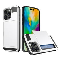 TECH CIRCLE Compatible with iPhone 11 2-Card Holder Wallet Case, Shockproof Rubber & PC Dual Layer Heavy Duty Anti-Scratch Bumper Hidden Pocket Sliding ID Slot Slim Cover for Women Men,White