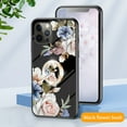 thumbnail image 1 of TECH CIRCLE Compatible with iPhone 11 Pro Case, Shockproof Girls Women Drop Protective Flower Pattern Glass Back Cover With Diamond Ring Kickstand For iPhone 11 Pro Case, Black flower bush, 1 of 9