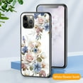 thumbnail image 1 of TECH CIRCLE Compatible with iPhone 11 Pro Case, Shockproof Girls Women Drop Protective Flower Pattern Glass Back Cover With Diamond Ring Kickstand For iPhone 11 Pro Case, White flower bush, 1 of 9