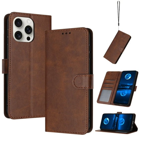 TECH CIRCLE Compatible with iPhone 11 Wallet Case Slim Thin Retro PU Leather Flip Folio Purse Credit ID Card Holder Stand Full Body Accessories Cell Phone Cover for Women Men,Brown