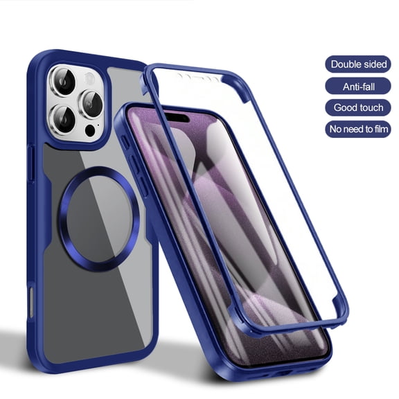 TECH CIRCLE Compatible with iPhone 12 Magnetic Case Clear Full-Body Screen Protector Drop Proof Bumper Compatible with Magsafe Protection Shockproof Cover for Women Man ,Blue
