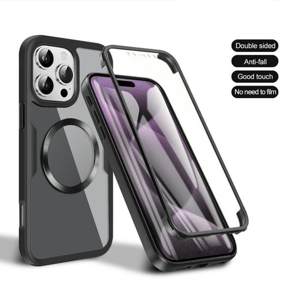TECH CIRCLE Compatible with iPhone 13 Magnetic Case Clear Full-Body Screen Protector Drop Proof Bumper Compatible with Magsafe Protection Shockproof Cover for Women Man ,Black