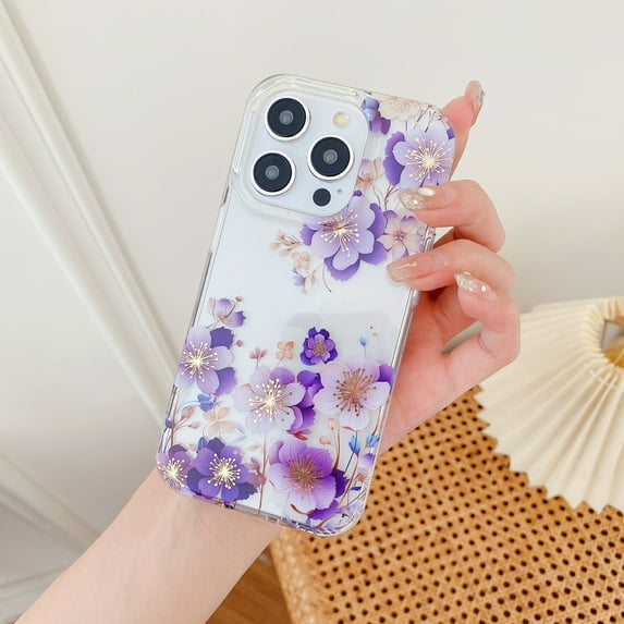 TECH CIRCLE Compatible with iPhone 16 Clear Hybrid Case with Design Flexible Soft TPU Shockproof Absorption Slim Cute Flower Floral Embossed Pattern Protective Back Cover for Women Men,G