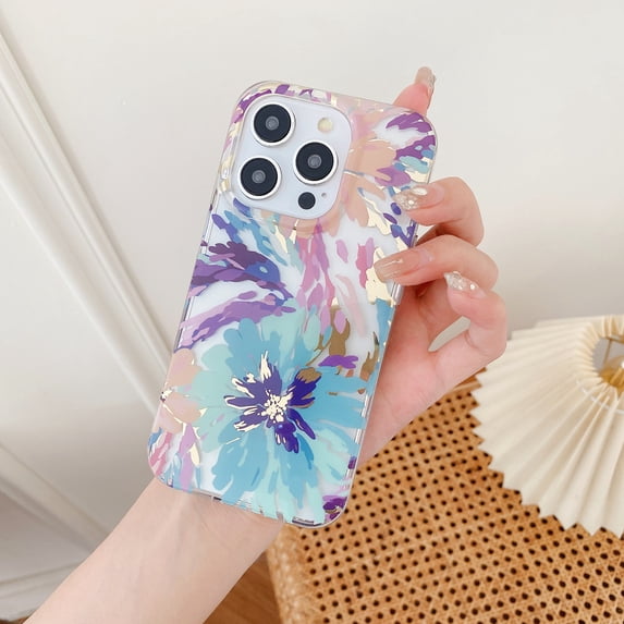 TECH CIRCLE Compatible with iPhone 16e Clear Hybrid Case with Design Flexible Soft TPU Shockproof Absorption Slim Cute Flower Floral Embossed Pattern Protective Back Cover for Women Men,E