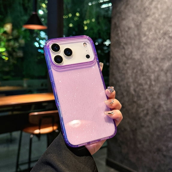 TECH CIRCLE Compatible with iPhone 17 Clear Sparkling Glitter Bling Case, Not Yellowing Shockproof Thin Slim Flexible Soft TPU Cover Cute Anti-Scratch Bumper for Women Girls,Purple