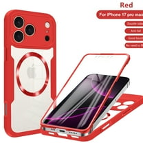 TECH CIRCLE Compatible with iPhone 17 Magnetic Case Clear Full-Body Screen Protector Drop Proof Bumper Compatible with Magsafe Protection Shockproof Cover for Women Man ,Red