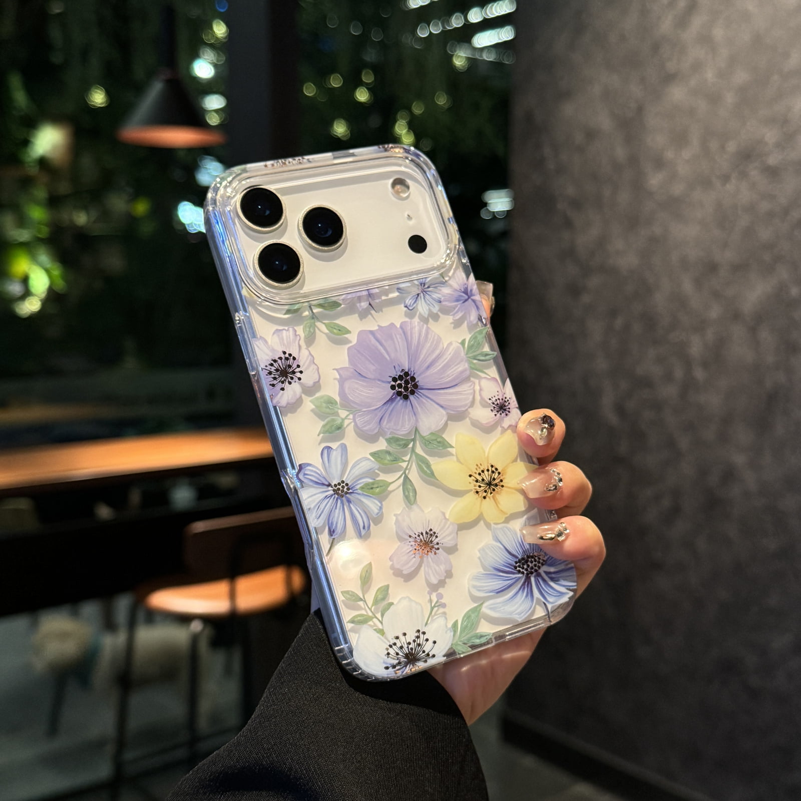 Tech Circle Compatible with iPhone 17 Pro Max Clear Hybrid Case with Design Flexible Soft TPU Shockproof Absorption Slim Cute Flower Floral Embossed