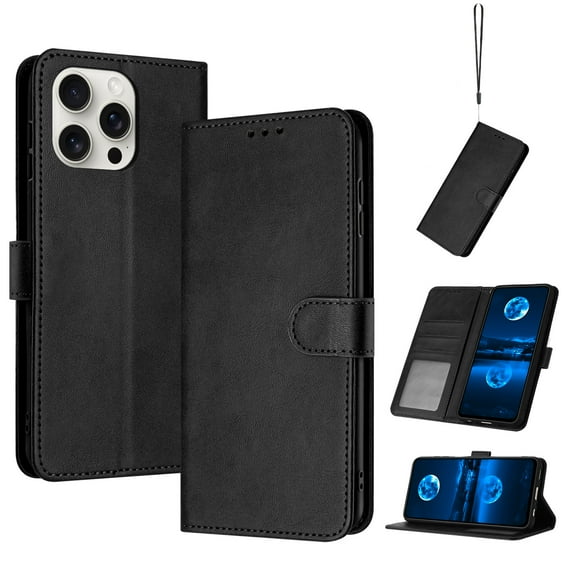 TECH CIRCLE Compatible with iPhone XR Wallet Case Slim Thin Retro PU Leather Flip Folio Purse Credit ID Card Holder Stand Full Body Accessories Cell Phone Cover for Women Men,Black
