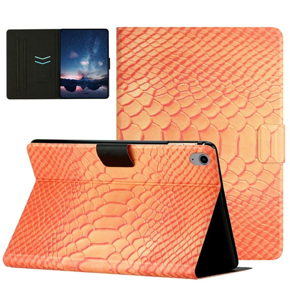 TECH CIRCLE Crocodile Pattern PU Leather Case for Apple iPad (10th Generation) 10.9-Inch 2022 Release (Orange)