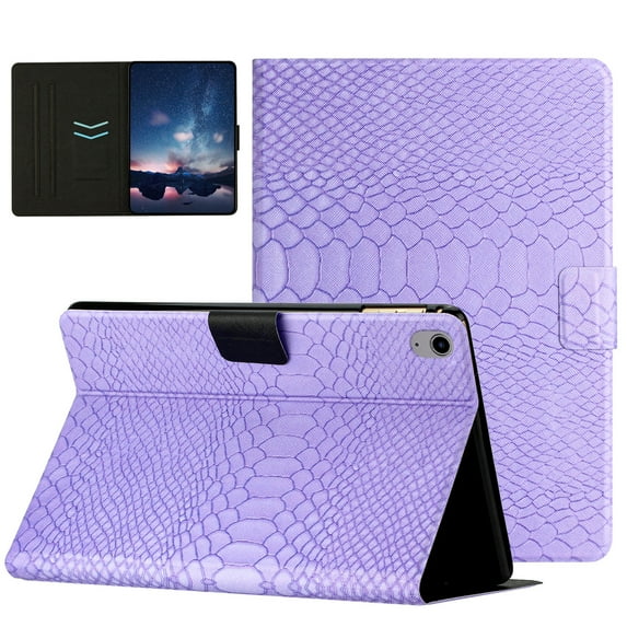 TECH CIRCLE Crocodile Pattern PU Leather Case for Apple iPad (10th Generation) 10.9-Inch 2022 Release (Purple)
