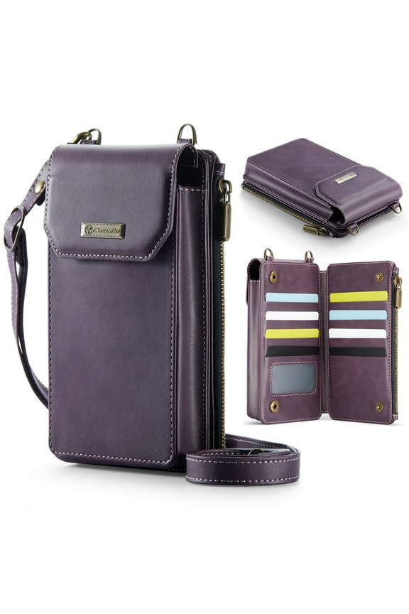 TECH CIRCLE Crossbody Cell Phone Bag for Women, Phone Wallet Bag with Card Slots Cash Solt Zipper Pocket Handbag, RFID Blocking Wallet Purse Hand Strap and Crossbody Shoulder,Purple