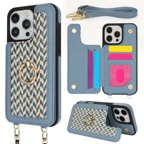 TECH CIRCLE Crossbody Phone Case for iPhone 16 Plus (6.7") 2024 Release, Built-in Grip Ring Holder, Flip Wallet Case with 4 Card Slots, Lightweight Protective Slim Case with Shoulder Strap, Blue