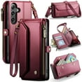 thumbnail image 1 of TECH CIRCLE Crossbody Wallet Case Compatible with Samsung Galaxy S25 5G RFID Blocking Card Holder Soft PU Leather Magnetic Snap Shoulder Strap Zipper Pocket Case for Galaxy S25,Winered, 1 of 12