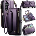 thumbnail image 1 of TECH CIRCLE Crossbody Wallet Case Compatible with Samsung Galaxy S25 5G RFID Blocking Card Holder Soft PU Leather Magnetic Snap Shoulder Strap Zipper Pocket Case for Galaxy S25,Purple, 1 of 12