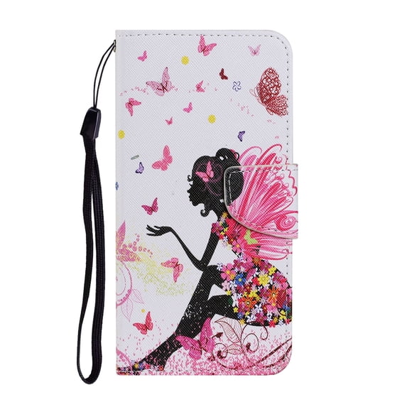 TECH CIRCLE Cute Cartoon PU Leather Case for iPhone 16 Pro - Flip Wallet Case with Wrist Strap, 2 Card Slots an 1 Cash Pocket, Protective, Slim Fit and Lightweight, Butterfly Girl