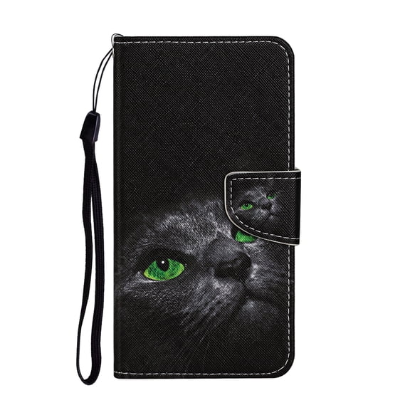 TECH CIRCLE Cute Cartoon PU Leather Case for iPhone 16 Pro Max - Flip Wallet Case with Wrist Strap, 2 Card Slots an 1 Cash Pocket, Protective, Slim Fit and Lightweight, Black Cat
