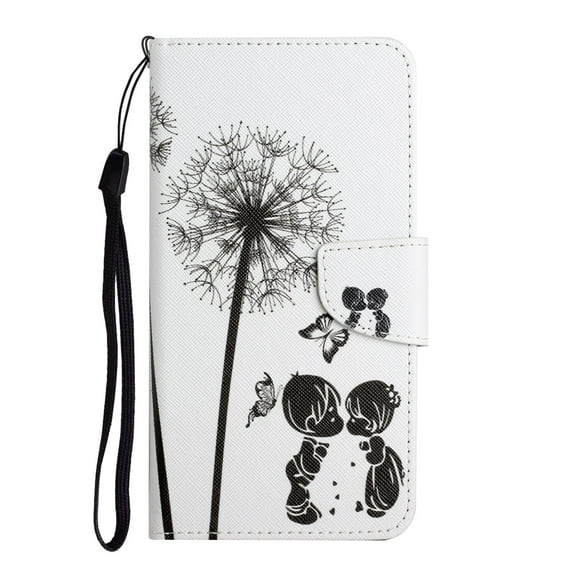 TECH CIRCLE Cute Cartoon PU Leather Case for iPhone 16e - Flip Wallet Case with Wrist Strap, 2 Card Slots an 1 Cash Pocket, Protective, Slim Fit and Lightweight, Dandelion