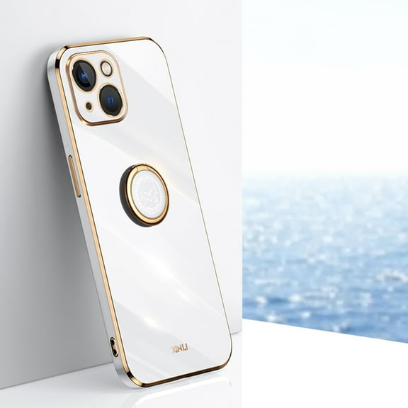 TECH CIRCLE Cute Case for Apple iPhone 13 Pro Max 6.7 inch 2021,Slim Fit Lightweight Thin Cover with Phone Ring Holder Durable Silicone Case Sturdy Anti-Scratch Protective Grip Stand Phone Case,White