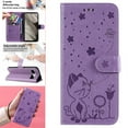 thumbnail image 1 of TECH CIRCLE Cute Cat Embossed Pattern Leather Wallet Phone Case for Google Pixel 8 Pro (6.7 inch),Magnetic Buckle Shockproof Flip Holder ID Credit Card Slots Cash Pocket Slim Phone Case - Purple, 1 of 8