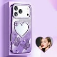 thumbnail image 1 of TECH CIRCLE Cute Embossed Butterfly Glitter Phone Case for iPhone 17 Pro (6.3", 2025) with Makeup Mirror,  Anti-Scratch Tempered Glass Shock-absorbing TPU Protective Bling Cover for Women, Purple, 1 of 6