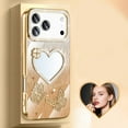 thumbnail image 1 of TECH CIRCLE Cute Embossed Butterfly Glitter Phone Case for iPhone 17 Pro (6.3", 2025) with Makeup Mirror,  Anti-Scratch Tempered Glass Shock-absorbing TPU Protective Bling Cover for Women, Gold, 1 of 6