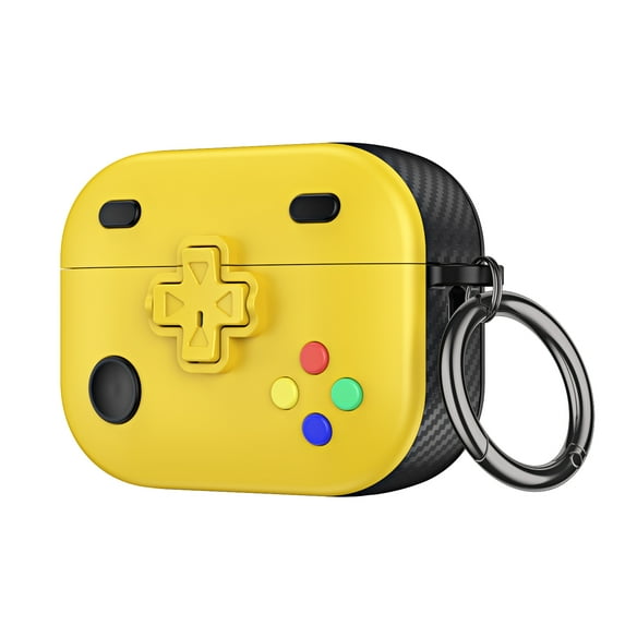 TECH CIRCLE Cute Headphone Case for Apple AirPods (2nd/1st Generation) - Games Console Cartoon Case, Durable Soft TPU Case with A Ring, Portable Protective Lightweight Cover, Yellow