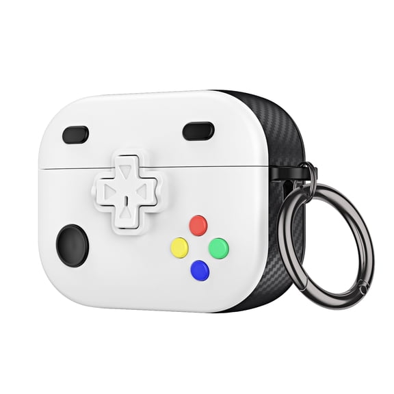 TECH CIRCLE Cute Headphone Case for Apple AirPods (2nd/1st Generation) - Games Console Cartoon Case, Durable Soft TPU Case with A Ring, Portable Protective Lightweight Cover, White