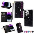 thumbnail image 1 of TECH CIRCLE Cute Shiny Flip Wallet Case with Wrist Strap for iPhone 16 Plus (2024 Release) 6.7", Built-in Stand, 9 Card Slots, Zipper Pocket, PU Leather Protective Lightweight Cover, Black, 1 of 8