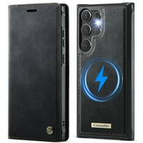 TECH CIRCLE Detachable Case for Samsung Galaxy S25 Ultra, Support Wireless Charging, Magnetic Wallet Non-Slip TPU Cover with Card Slots, Kickstand & RFID Protection, Black