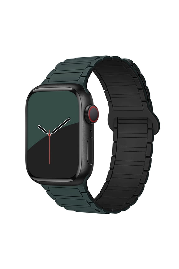 TECH CIRCLE Double Sided Wearable Silicone Magnetic Loop Bands for Apple Watch Series 9 8 7 SE 6 5 4 3 2 1,Sport Watch Band Compatible with Apple Watch Band 38/40/41mm,Green/Black
