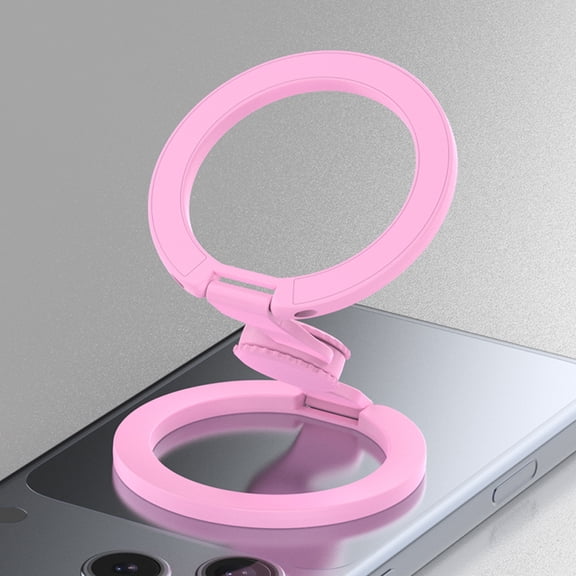 TECH CIRCLE Dual Sided Foldable Magnetic Phone Ring Holder Adjustable Kickstand, Compatible with MagSafe Charger and Magnetic Car Mount, Pink