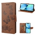 thumbnail image 1 of TECH CIRCLE Embossed Butterfly Case for 2022 iPhone 14 (6.1") - Foldable Stand Lightweight Flip Cute Case (Brown), 1 of 6