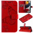 thumbnail image 1 of TECH CIRCLE Embossed Butterfly Case for 2022 iPhone 14 Plus (6.7") - Protective Foldable Stand Flip Case (Red), 1 of 6