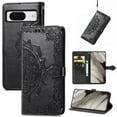 thumbnail image 1 of TECH CIRCLE Embossed PU Leather Wallet Phone Case for Google Pixel 8 6.2 inch,Full Protection Magnetic Clasp Flip Stand Card Slots Shockproof Protective Google Pixel 8 Cover with Hand Strap,Black, 1 of 8