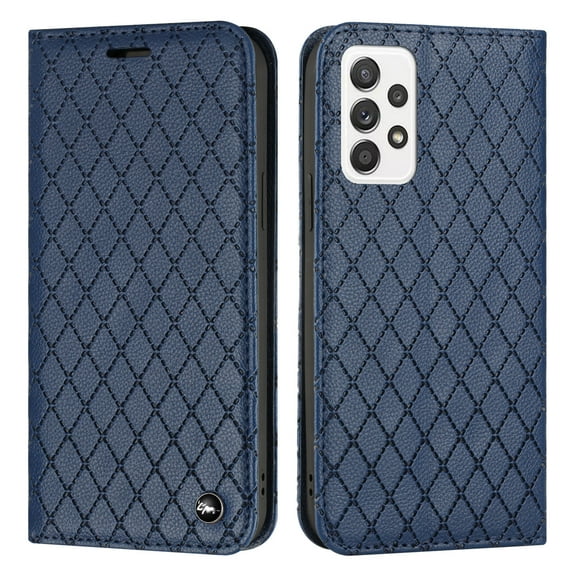 TECH CIRCLE Embossing Design Leather Phone Case for Samsung Galaxy A23 4G,Magnetic Closure Folio Flip RFID Blocking Card Slots Wallet Shockproof Protective Cover,Blue