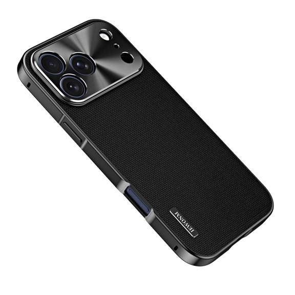 TECH CIRCLE Fabric Back Cover for iPhone 17 Pro Max Hard Frame Shock-Absorbent Anti-Scratch Non-Slip Magnetic Wireless Charging Metal Case, Black