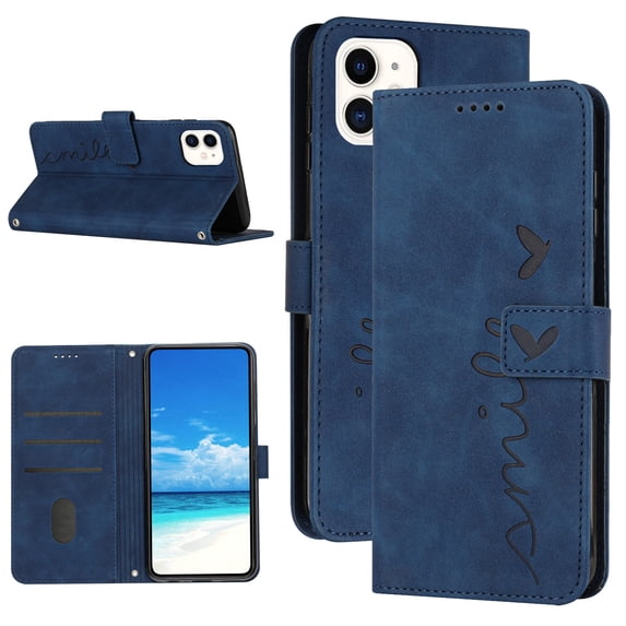 TECH CIRCLE Fit for Apple iPhone 11 Wallet Case with Wrist Strap,Shockproof Full Protection Premium PU Leather Magnetic Flip Kickstand Card Slots Phone Cover,Blue