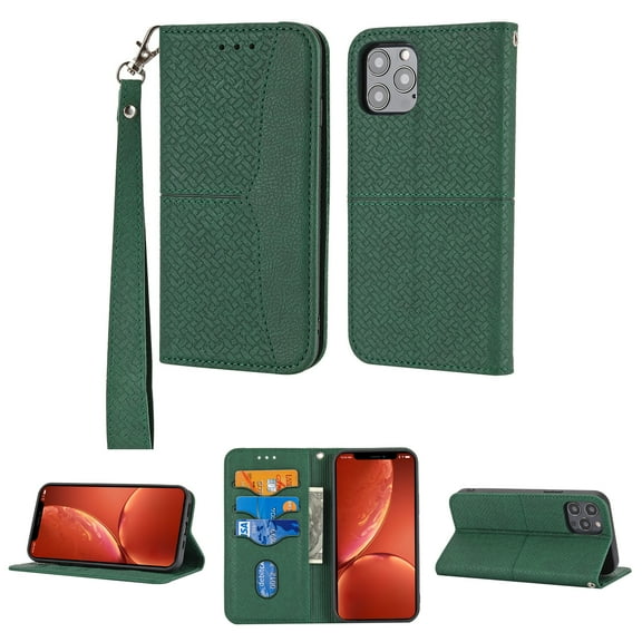 TECH CIRCLE Fit for Apple iPhone 14 Pro Max 6.7 inch (2022) Wallet Case,Magnetic Flip Stand Protective Cover PU Leather Purse Style with ID & Credit Card Slots Holder Phone Cover,Green