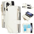 thumbnail image 1 of TECH CIRCLE Flip Wallet Case for Galaxy Z Fold 4 (2022) with Wrist Strap Lanyard, Built-in S Pen Holder/Hand Strap/Kickstand, PU Leather Lightweight Case with 6 Card Slots/Zipper Pocket, White, 1 of 7